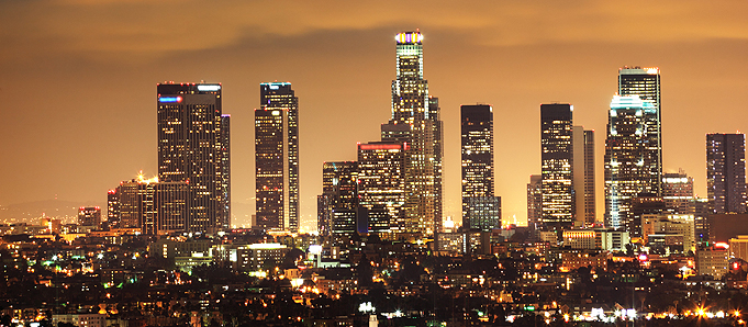 An image of Los Angeles at night